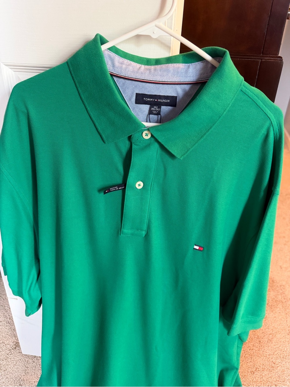 Tommy Hilfiger Bright Green Men's Polo Shirt with Flag Logo
